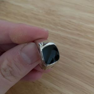 David Yurman Exotic Black Stone Signet Ring Mens Size 9